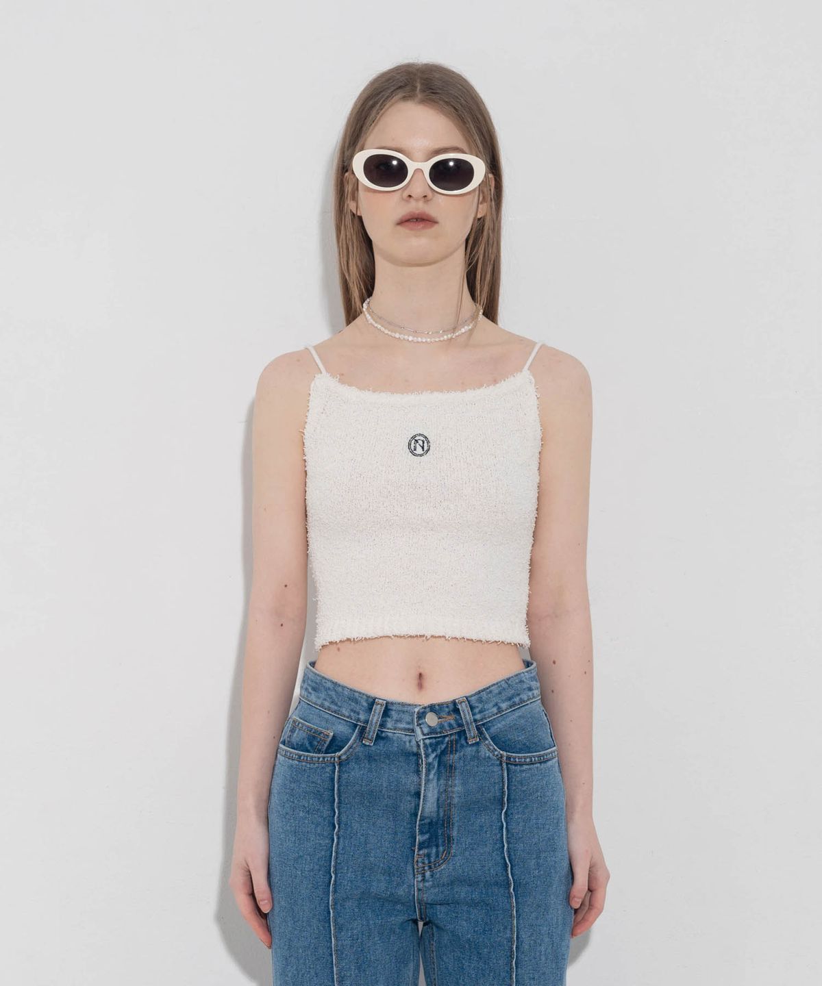 언유주얼 노말(UNUSUALNORMAL) 2WAY KNIT HALTER TOP_IVORY
