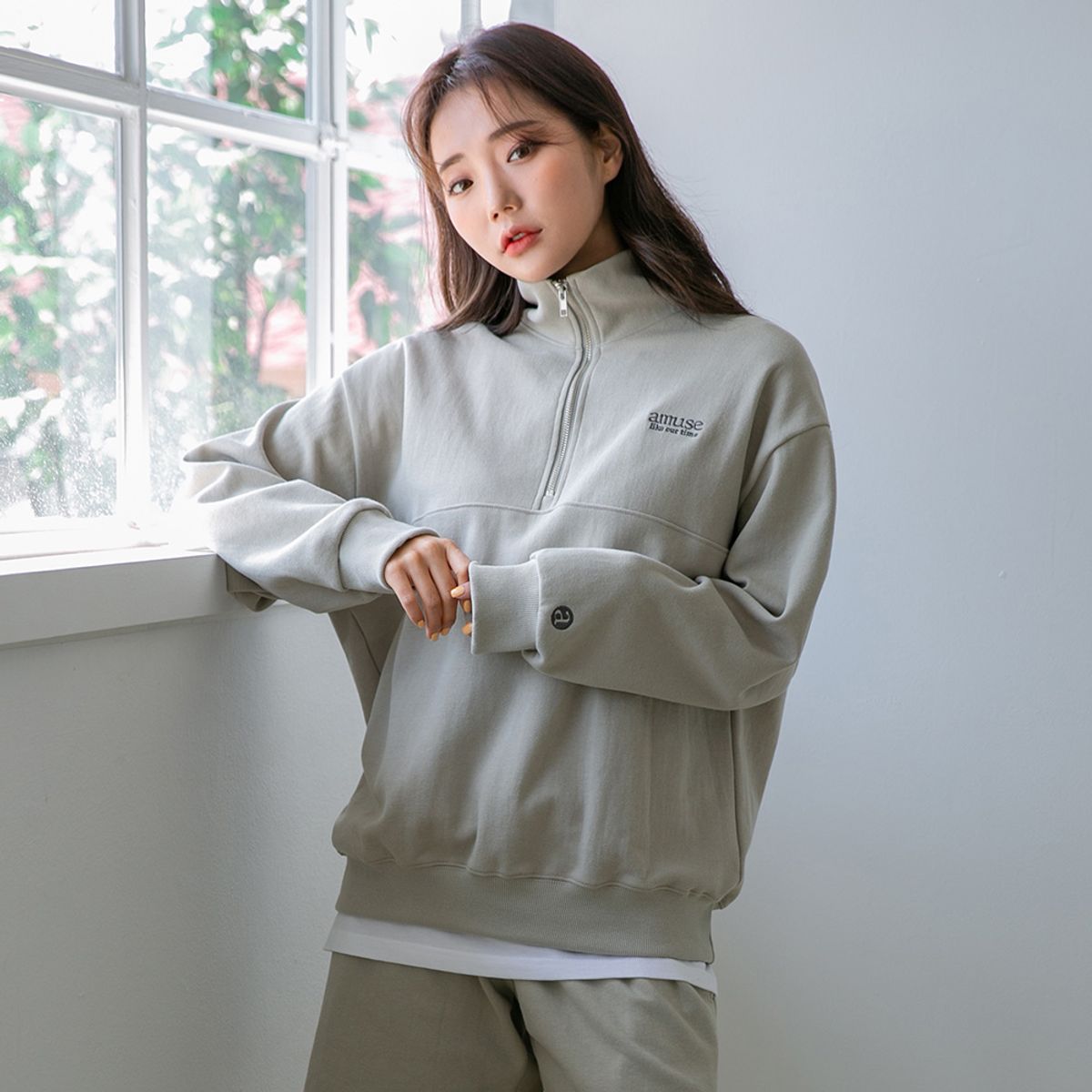 앨빈클로(ALVINCLO) AMUSE 반집업 맨투맨 DLX8504 (4 COLOR)