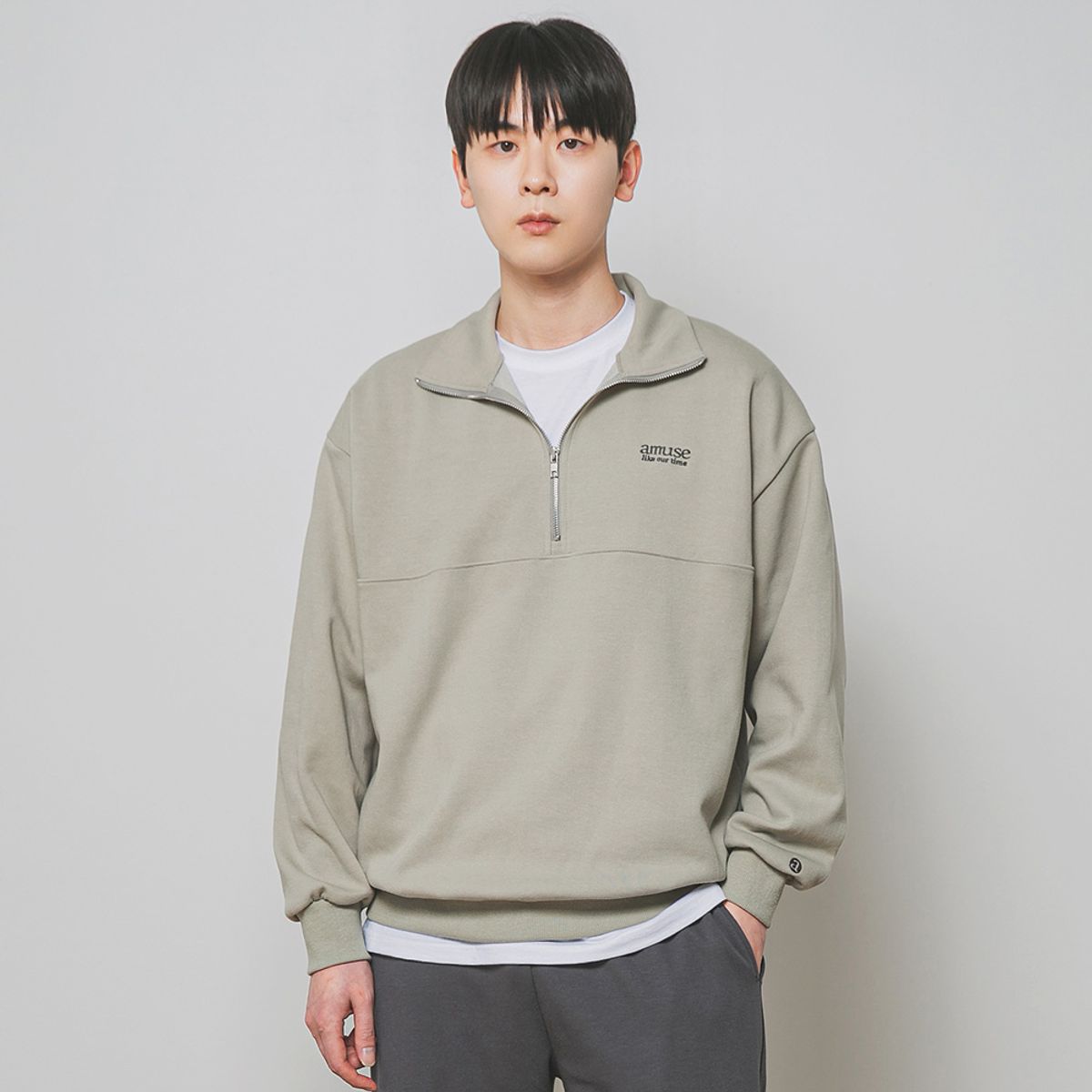 앨빈클로(ALVINCLO) AMUSE 반집업 맨투맨 DLX8504 (4 COLOR)