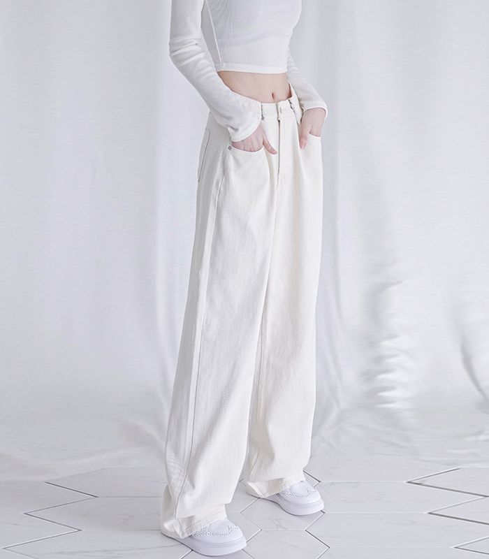 MUSINSA | AVANDRESS BUCKLE WIDE DENIM PANTS STONE LIGHTBLUE