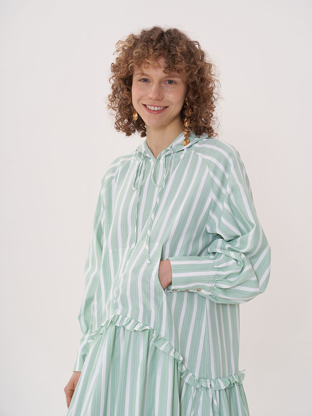 비먼(VIMUN) hooded maxi dress_green