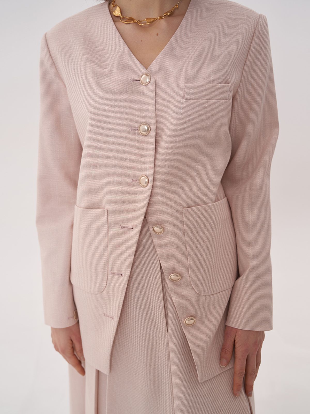 비먼(VIMUN) v-neck oversized jacket_salmon