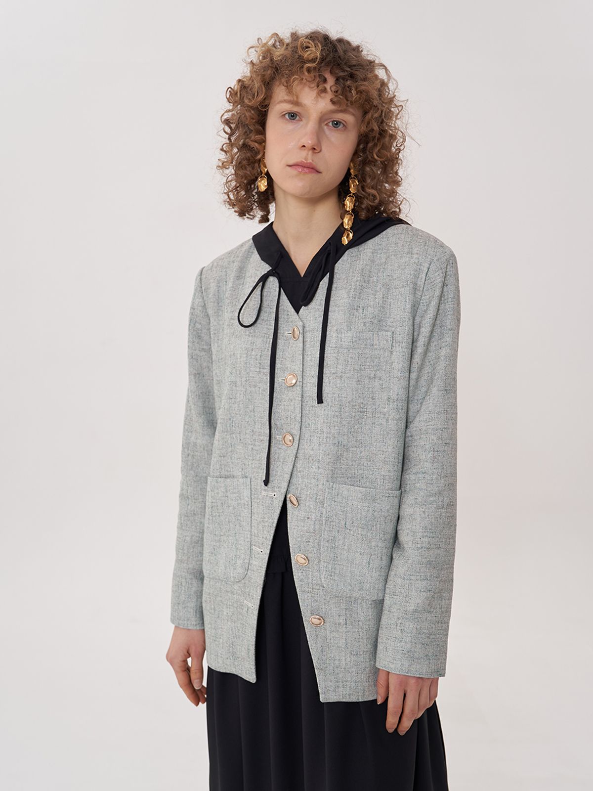 비먼(VIMUN) v-neck oversized jacket_green