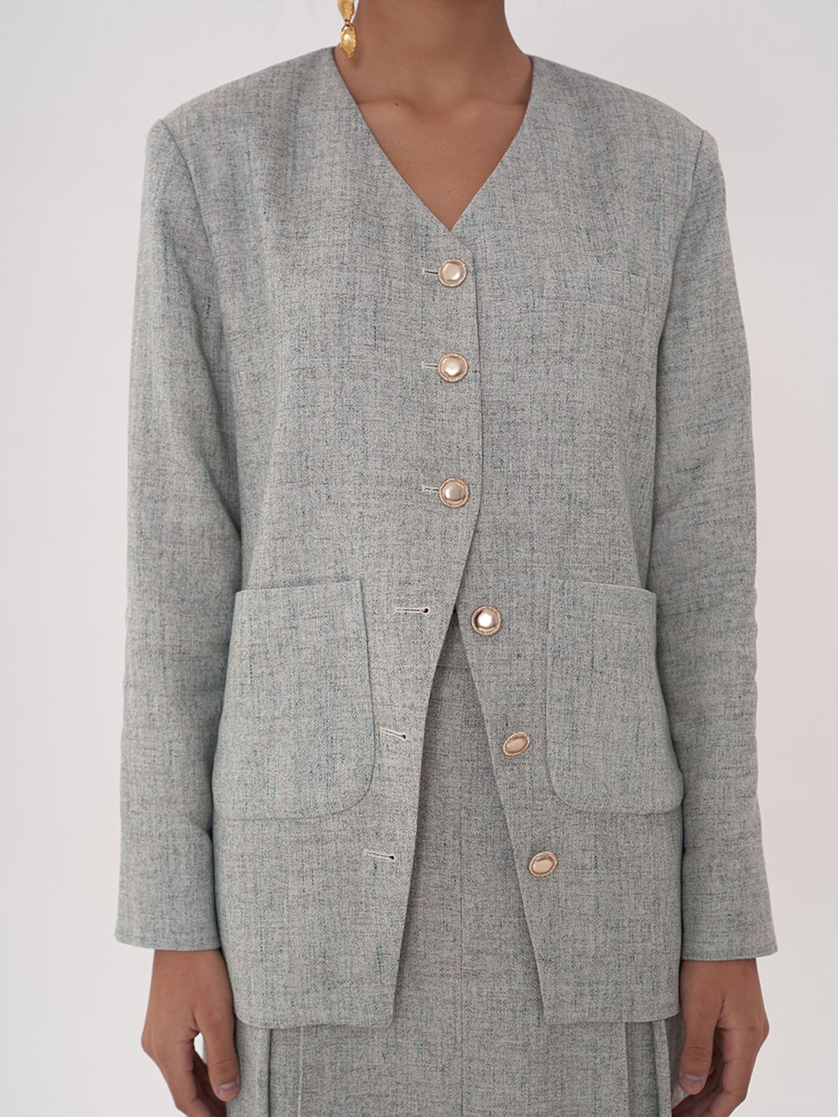 비먼(VIMUN) v-neck oversized jacket_green
