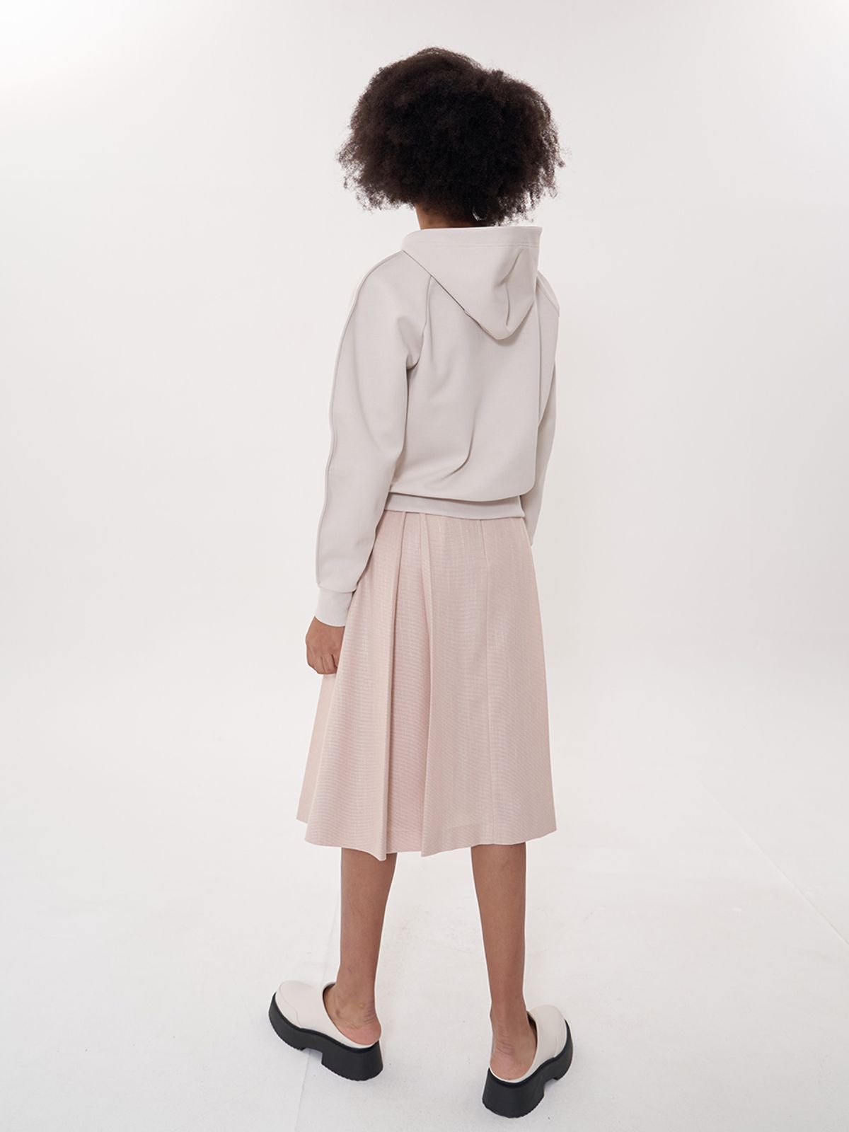 비먼(VIMUN) tucked midi skirt_salmon