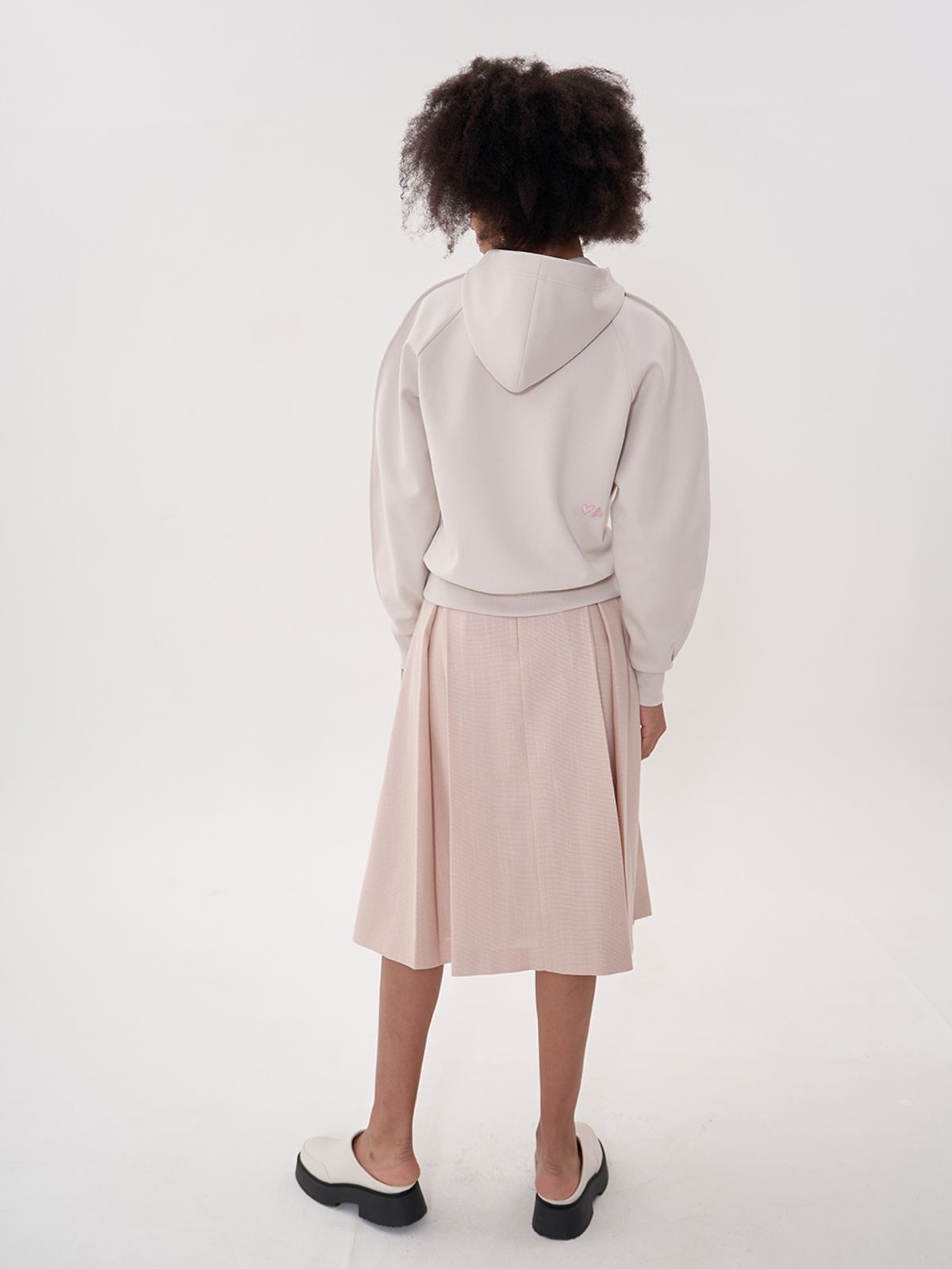 비먼(VIMUN) tucked midi skirt_salmon