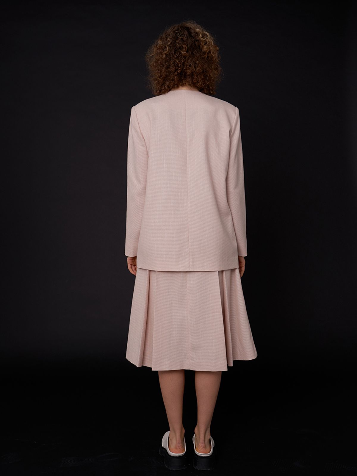 비먼(VIMUN) tucked midi skirt_salmon
