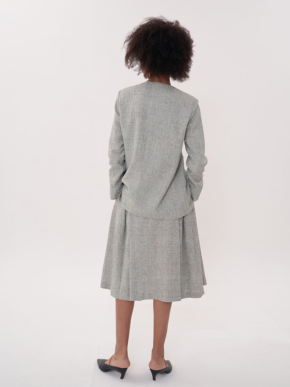 비먼(VIMUN) tucked midi skirt_green