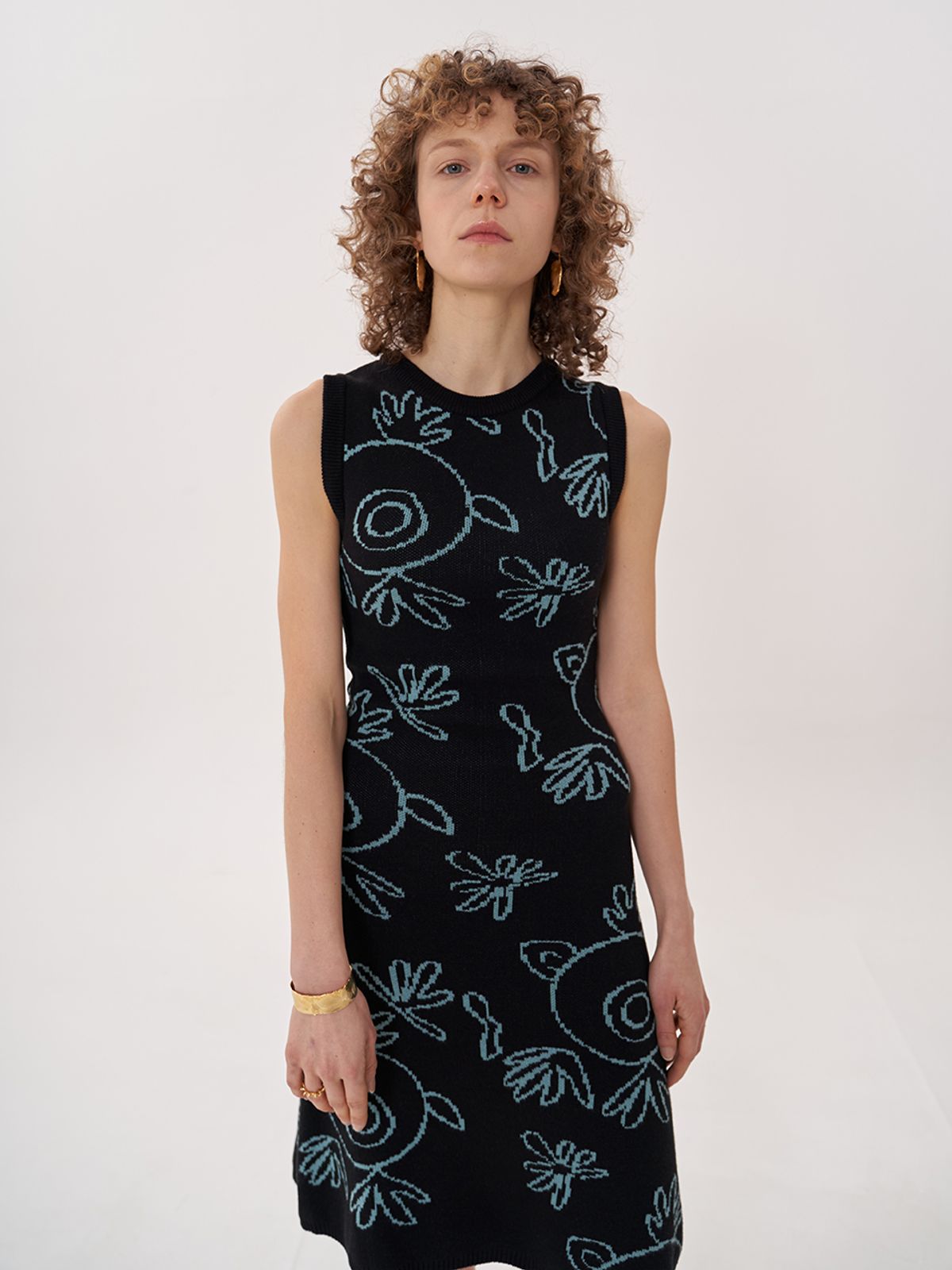 비먼(VIMUN) jacquard knit dress_black