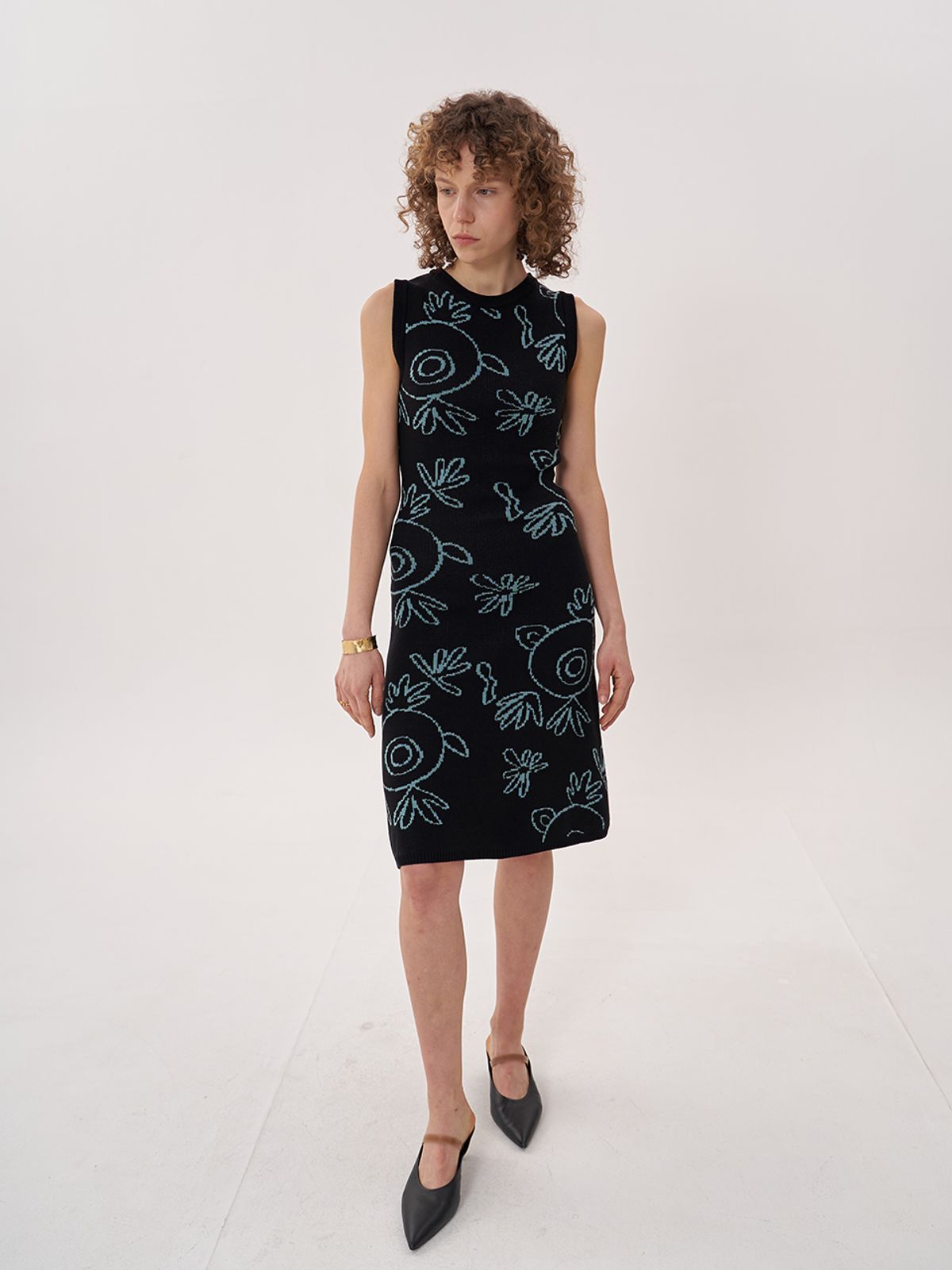 비먼(VIMUN) jacquard knit dress_black