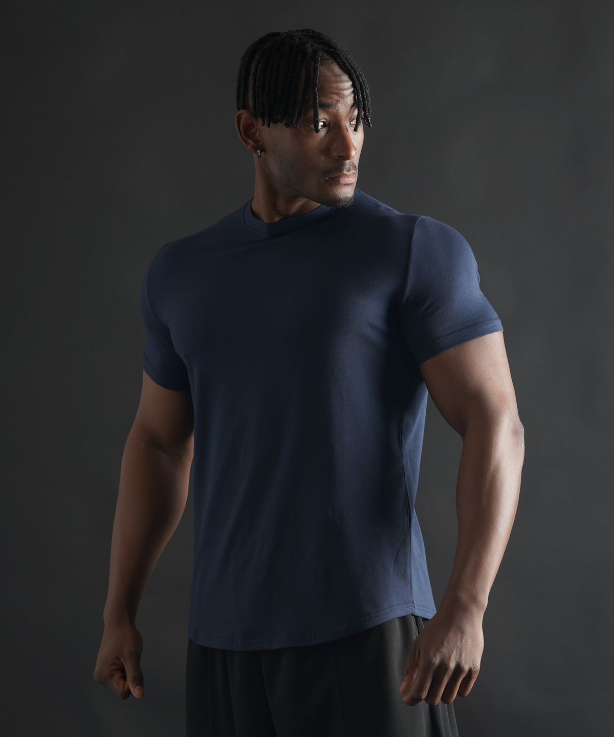 페르메논(PHERMENON) 머슬핏 무지 모달 반팔티 [네이비]