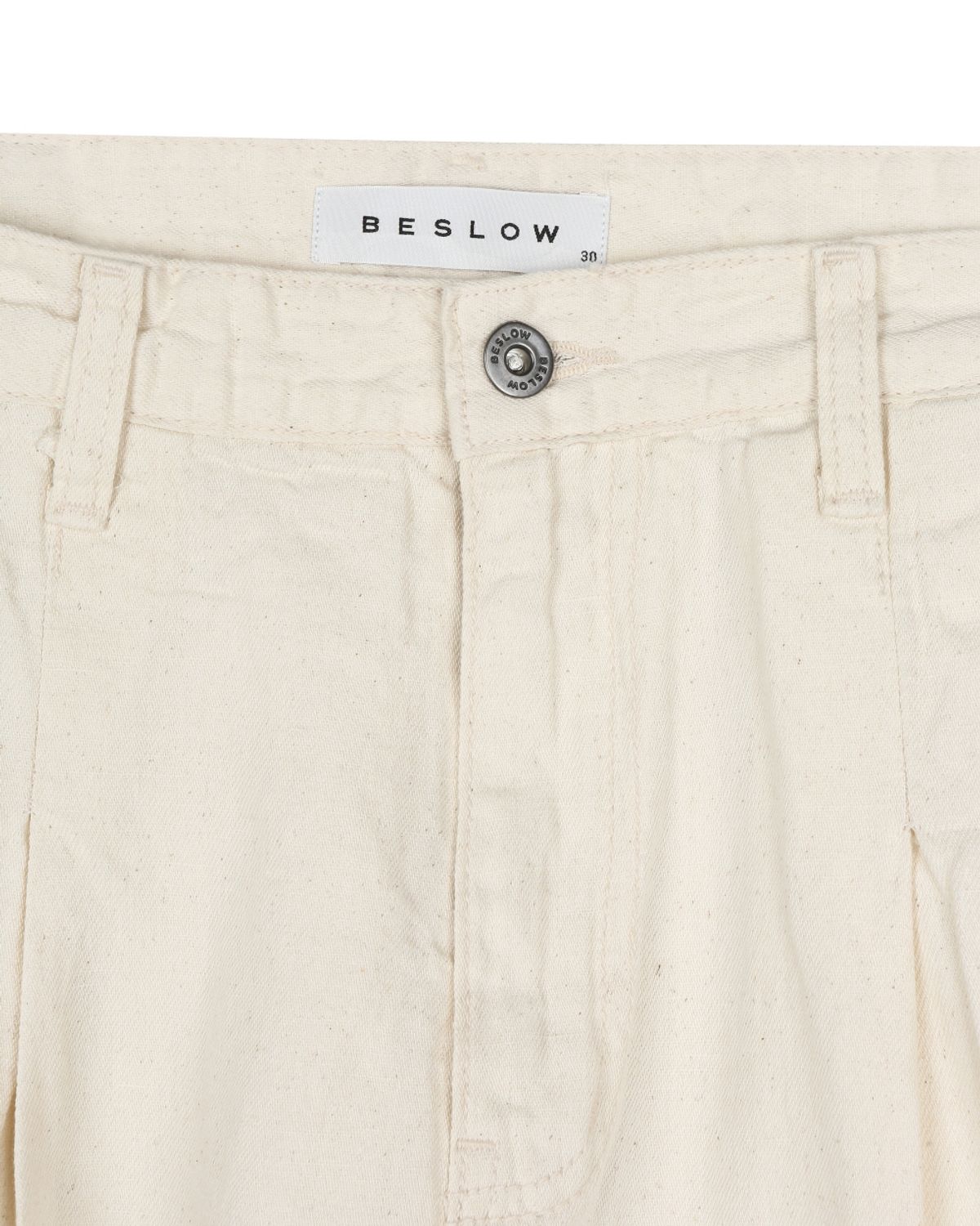 비슬로우(BESLOW) WIDE FIT TWO TUCK LINEN DENIM PANTS ECRU