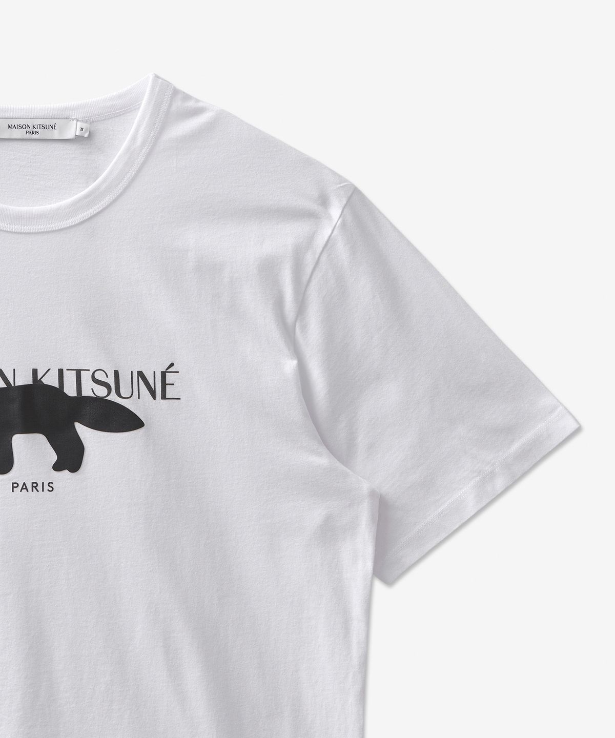 메종 키츠네(MAISON KITSUNE) 남성 폭스 스탬프 로고 반소매 티셔츠 - 화이트 / IM00153KJ0008P100