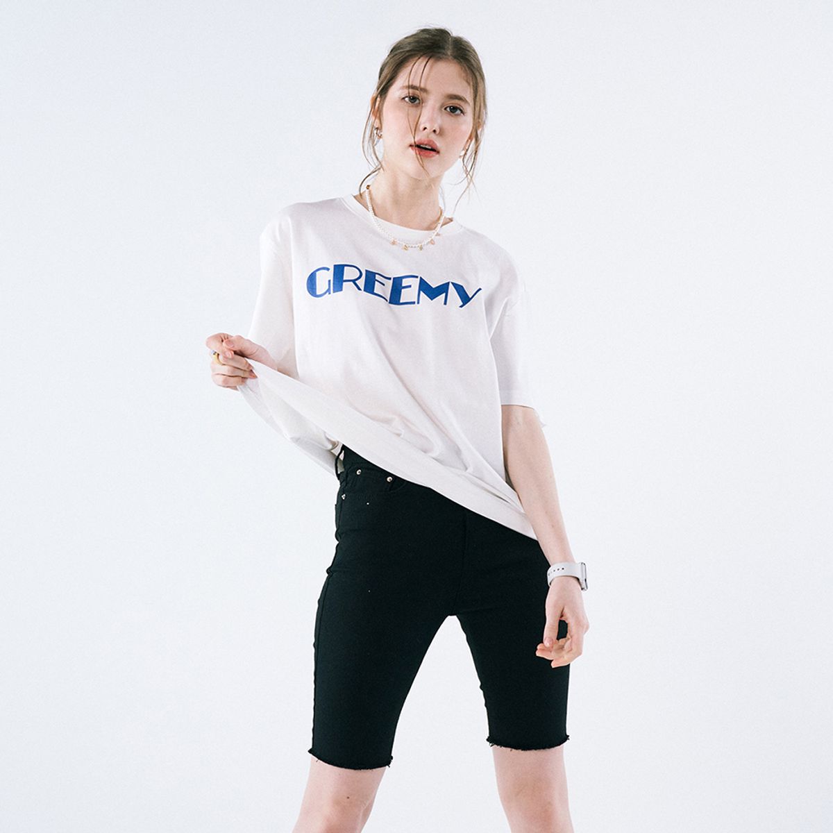 그리미(GREEMY) SIMPLE LOGO T-SHIRT(WHITE)