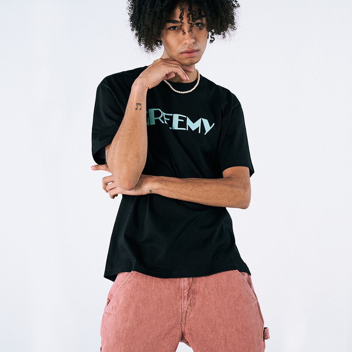 그리미(GREEMY) SIMPLE LOGO T-SHIRT(BLACK)