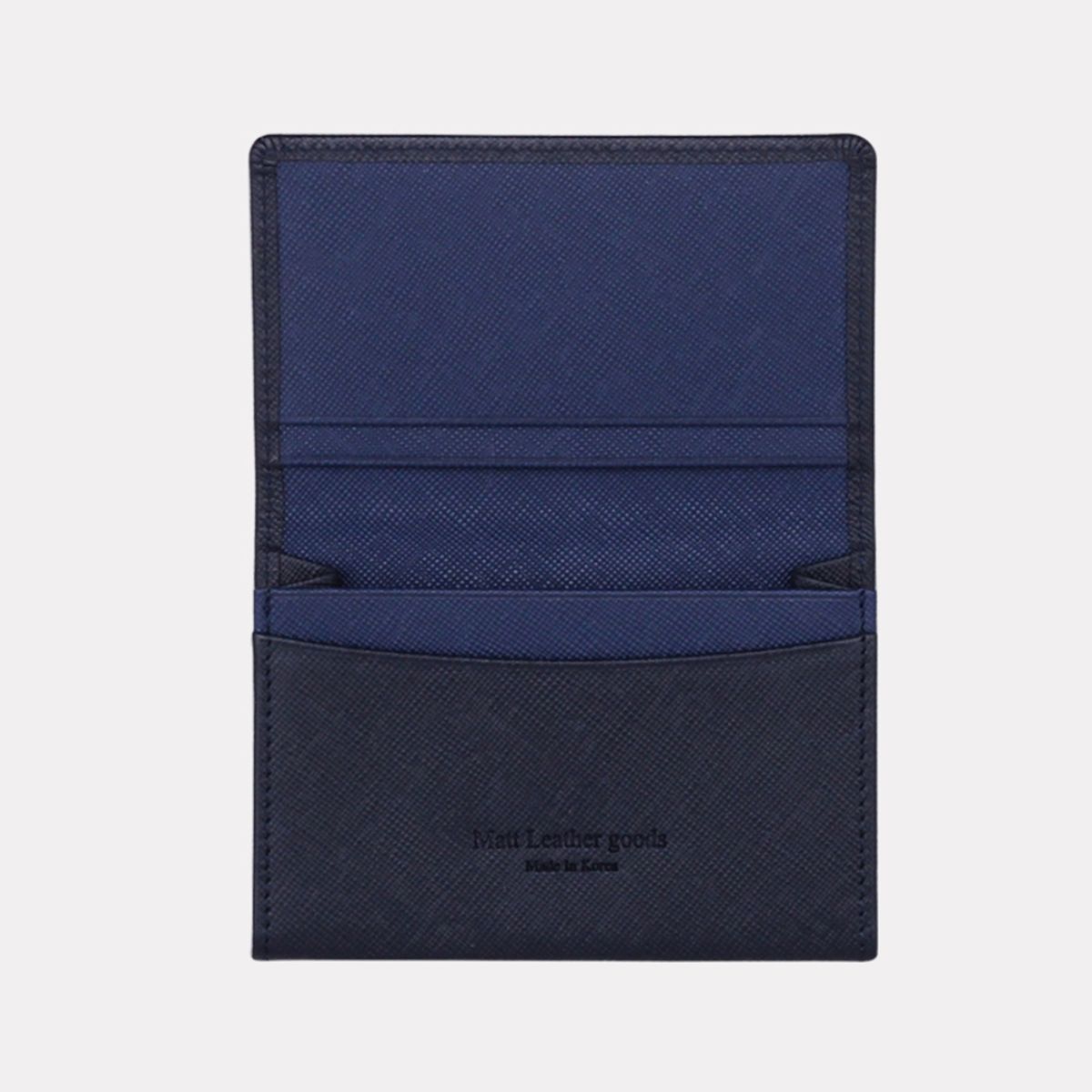 마뜨(MATT) 사피아노 소가죽 콤비 슬림 명함지갑  다크네이비+스틸블루