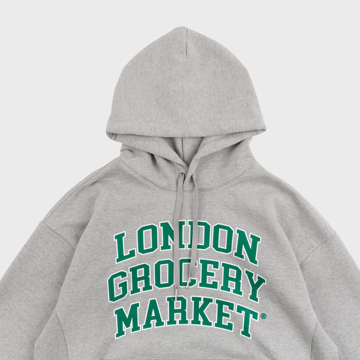 런던그로서리마켓(LONDON GROCERY MARKET) College Logo Heavyweight Hoodie (Grey)
