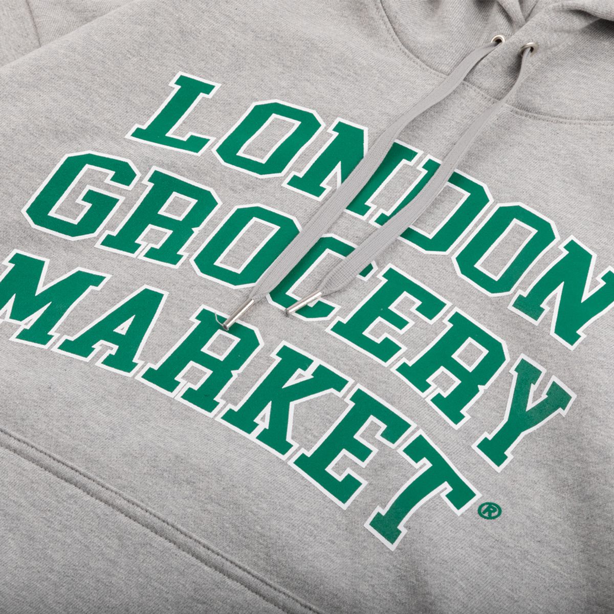런던그로서리마켓(LONDON GROCERY MARKET) College Logo Heavyweight Hoodie (Grey)