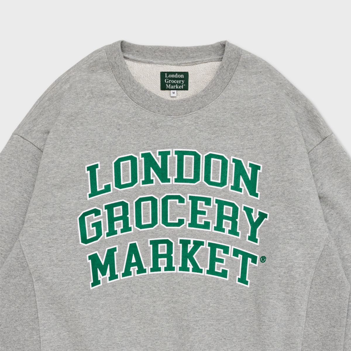 런던그로서리마켓(LONDON GROCERY MARKET) College Logo Heavyweight Sweatshirt (Grey)