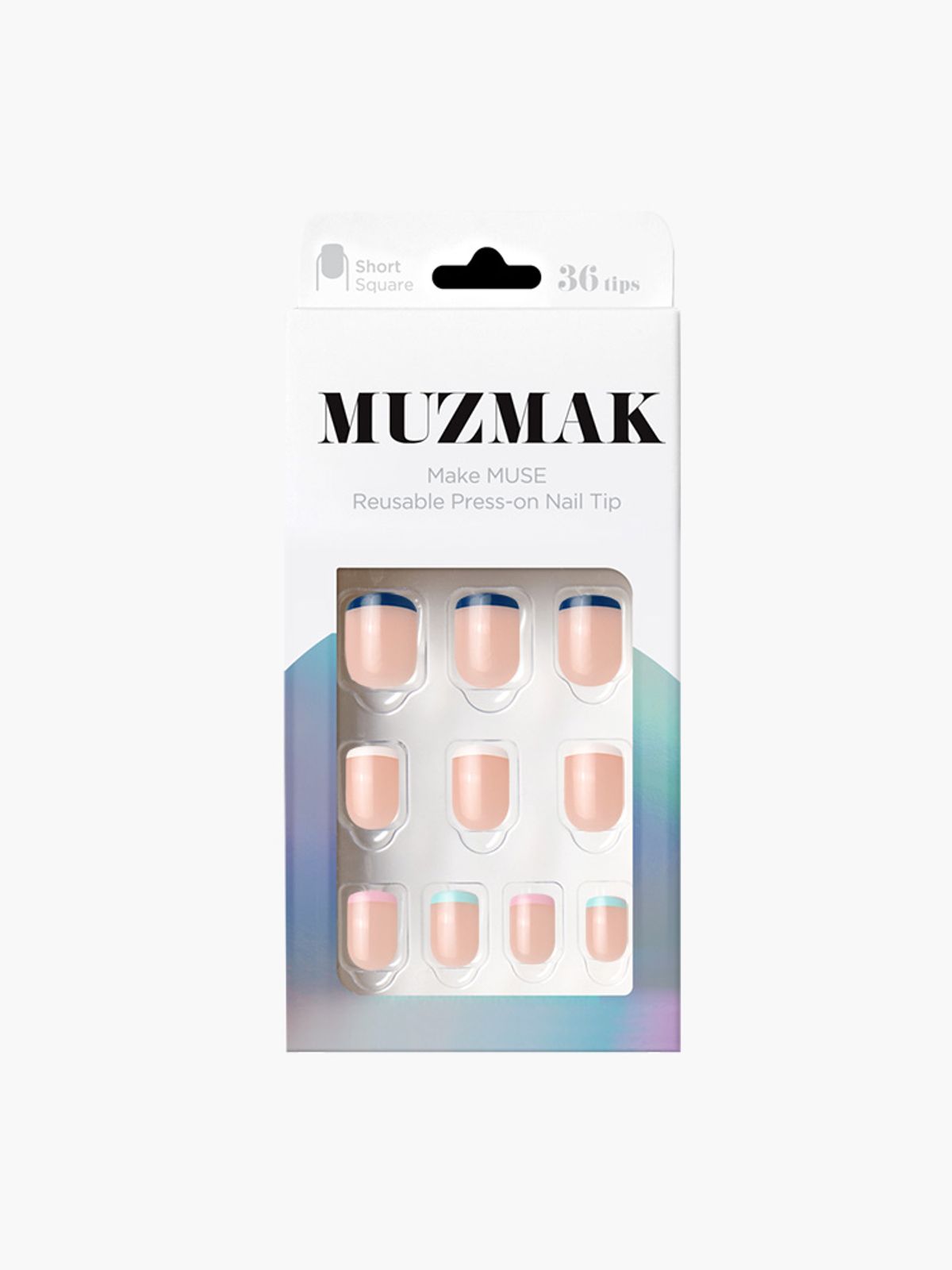 뮤즈마크(MUZMAK) 리유저블 네일팁 뉴트럴 프렌치(숏 스퀘어)