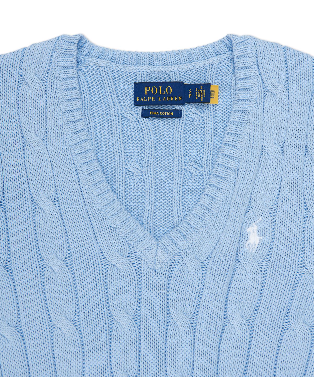 폴로 랄프 로렌(POLO RALPH LAUREN) W 케이블니트 V넥 스웨터 - 블루