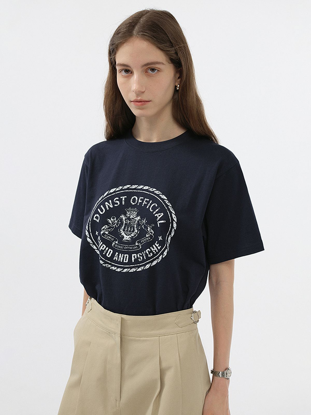 던스트(DUNST) UNISEX CUPID CAMPUS T-SHIRT_UDTS5B121_FRENCH NAVY