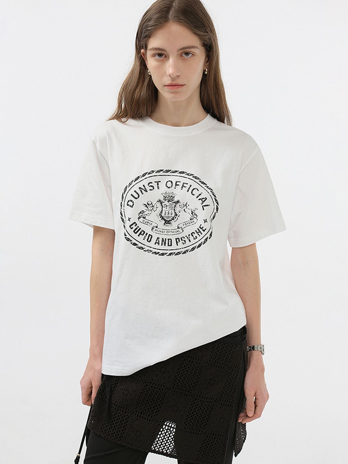 던스트(DUNST) UNISEX CUPID CAMPUS T-SHIRT_UDTS5B121_OFF WHITE