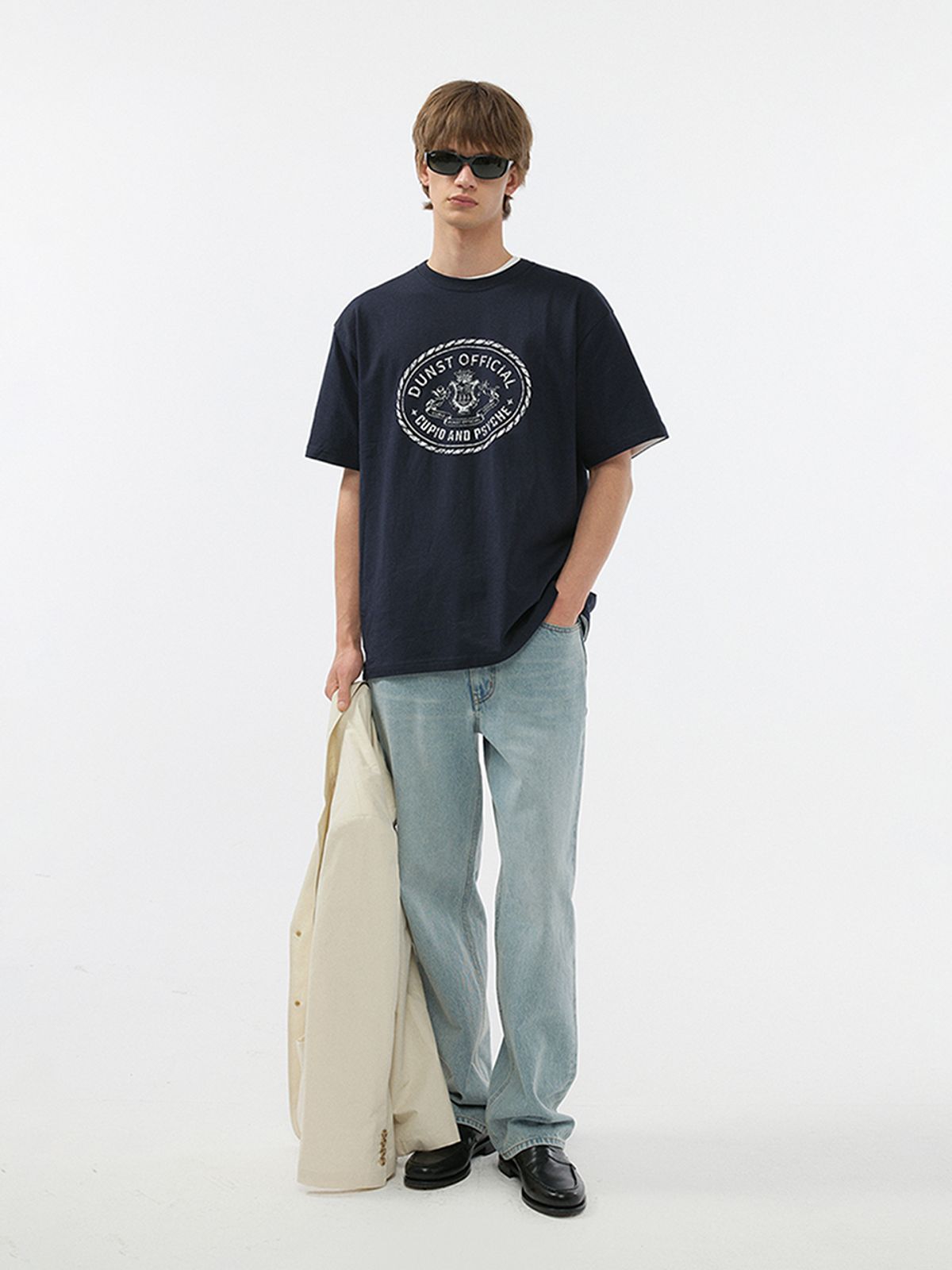던스트 포 맨(DUNST FOR MEN) CUPID CAMPUS T-SHIRT_UNISEX_UDTS5B121_FRENCH NAVY