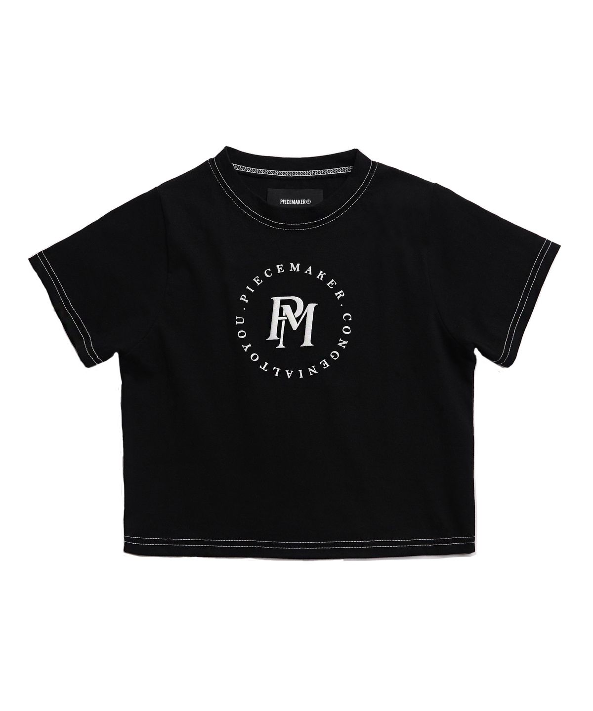 피스메이커(PIECE MAKER) CIRCLE LOGO STITCH CROP TEE (BLACK)