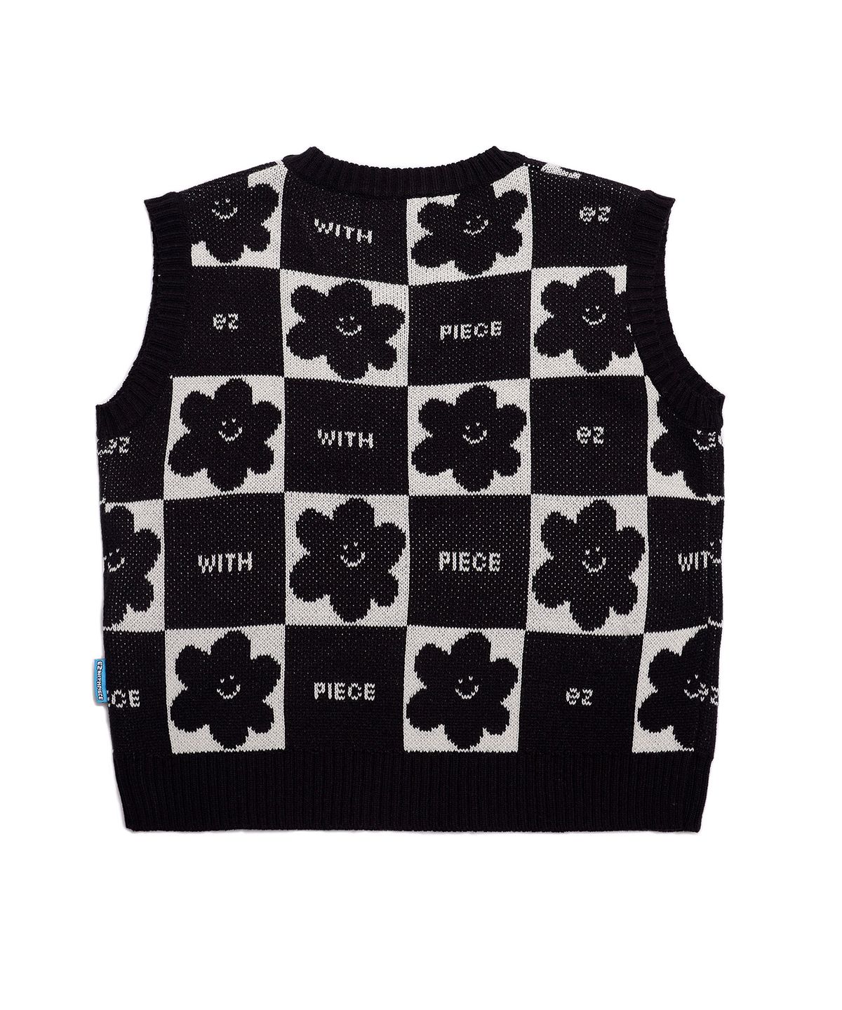 피스메이커(PIECE MAKER) DAISY CHECKERBOARD KNIT VEST (BLACK)