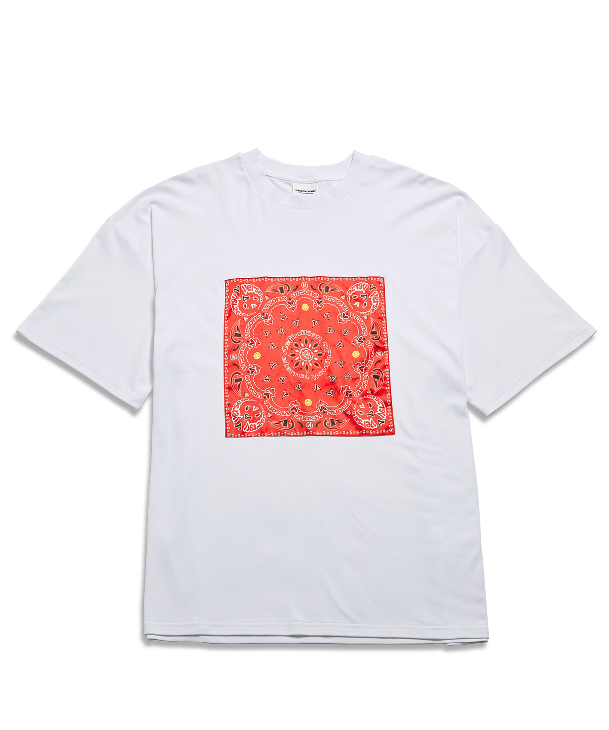 벌스원(VERSE ONE) PAISLEY LOGO BANDANA T-SHIRTS WHITE/RED