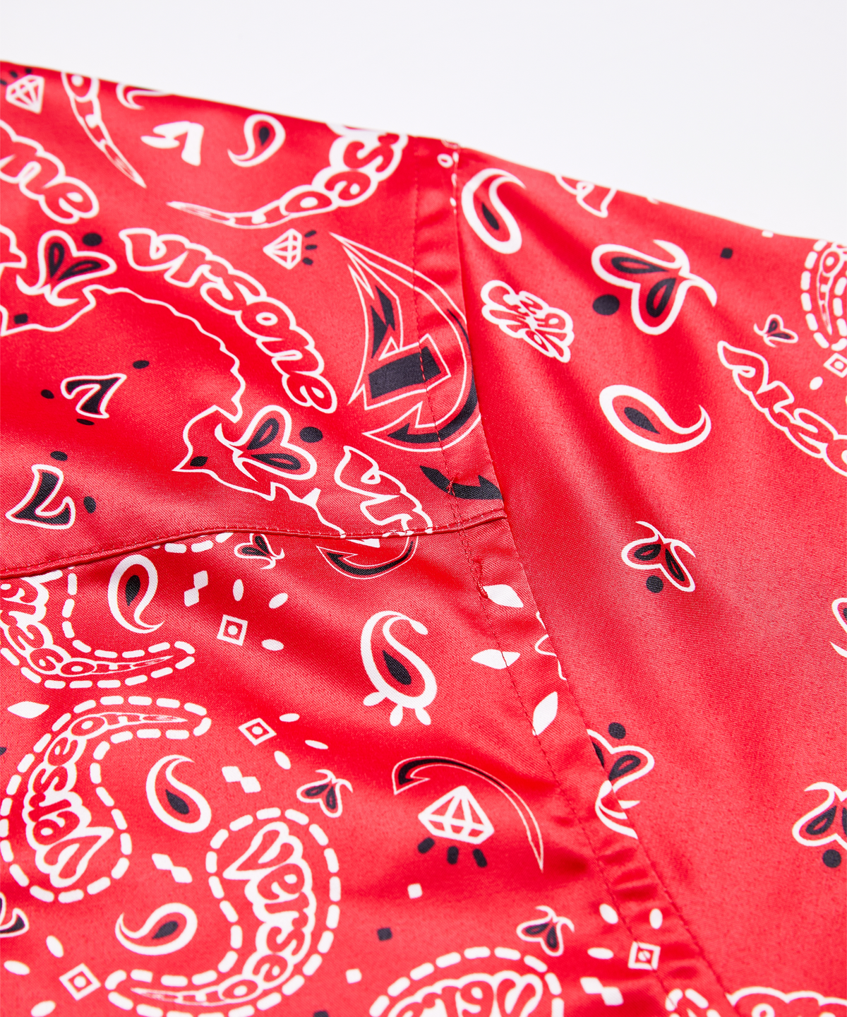벌스원(VERSE ONE) OVER FIT PAISLEY S/S SPANDEX SHIRTS RED