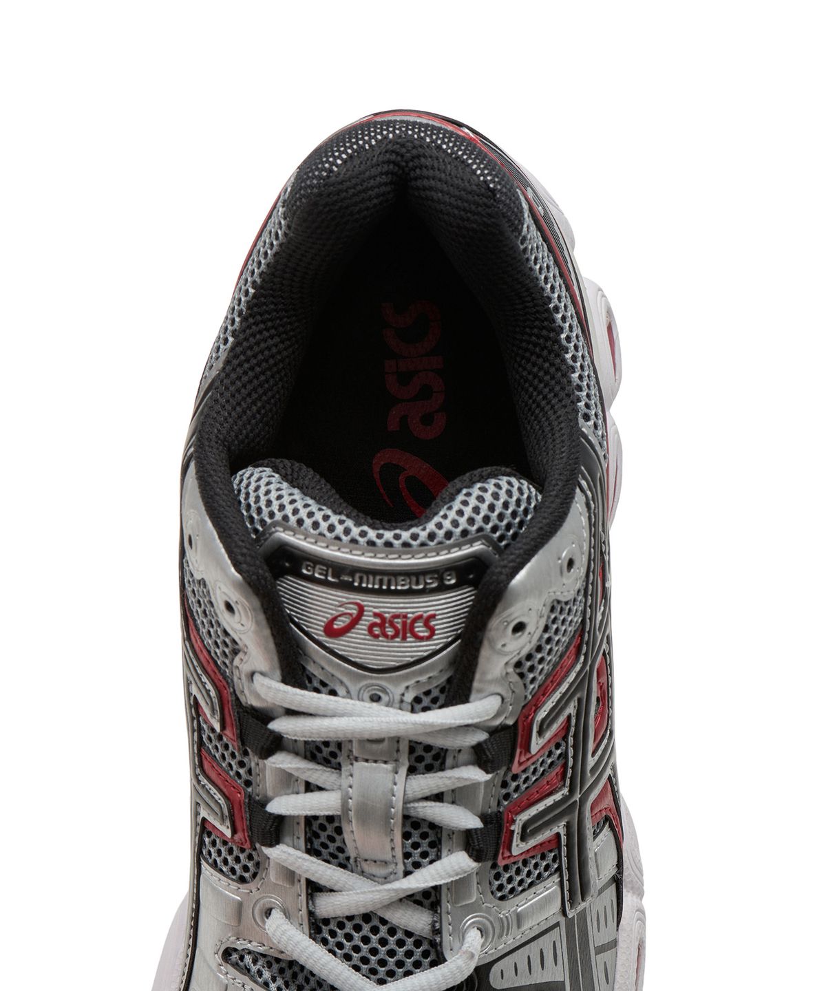 아식스(ASICS) 젤-님버스 9 - 퓨어 실버:클래식 레드 / 1201A424-020