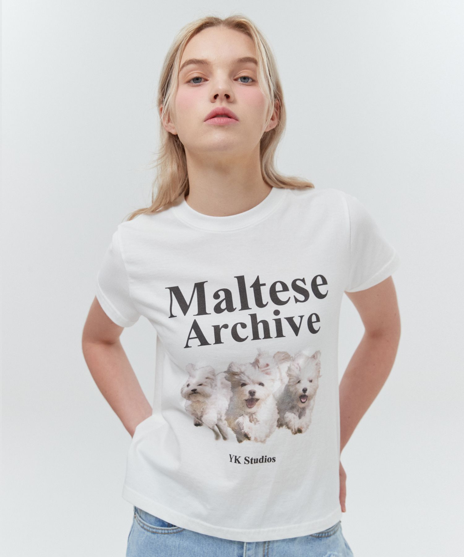 ★WAIKEI★ Maltese Family Short Sleeve T-shirt Melange White MUSINSA | WAI KEI Maltese Family Short Sleeve T-shirt