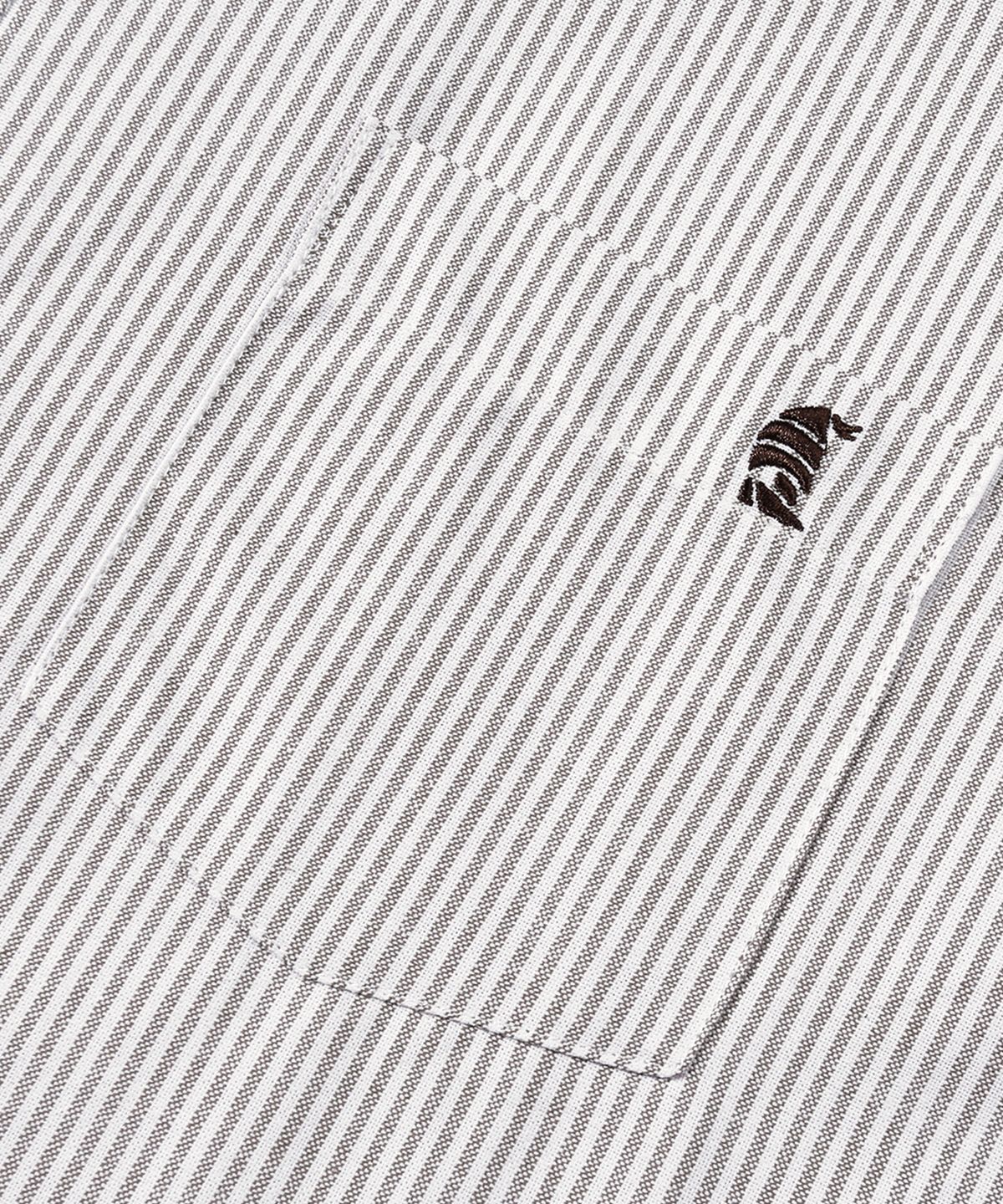트릴리온(TRILLION) 시티보이 보트자수 옥스포드 오버핏 반팔셔츠 (BROWN STRIPE)