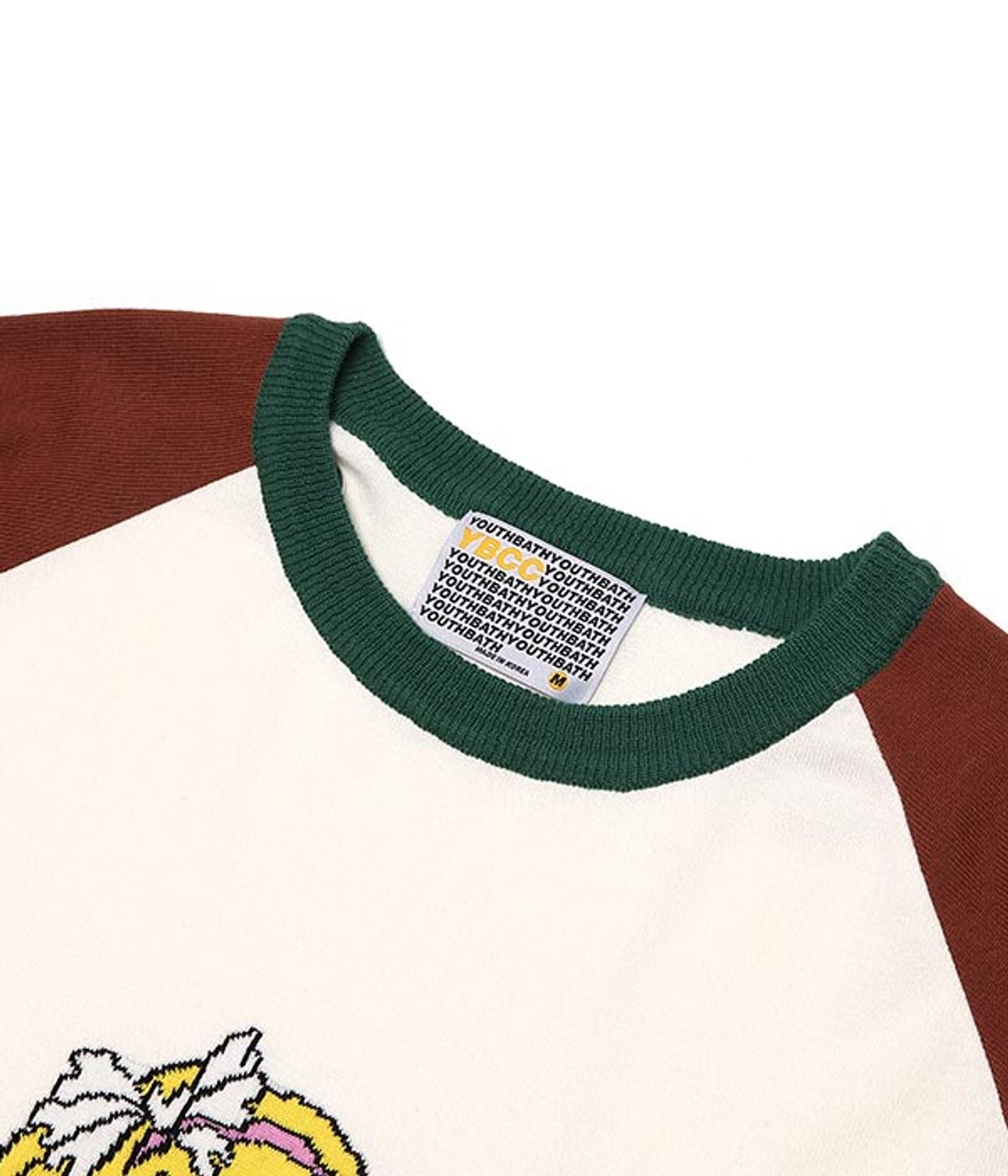 유쓰배쓰(YOUTHBATH) RAGLAN KNIT T-SHIRT_EUGENE IVORY
