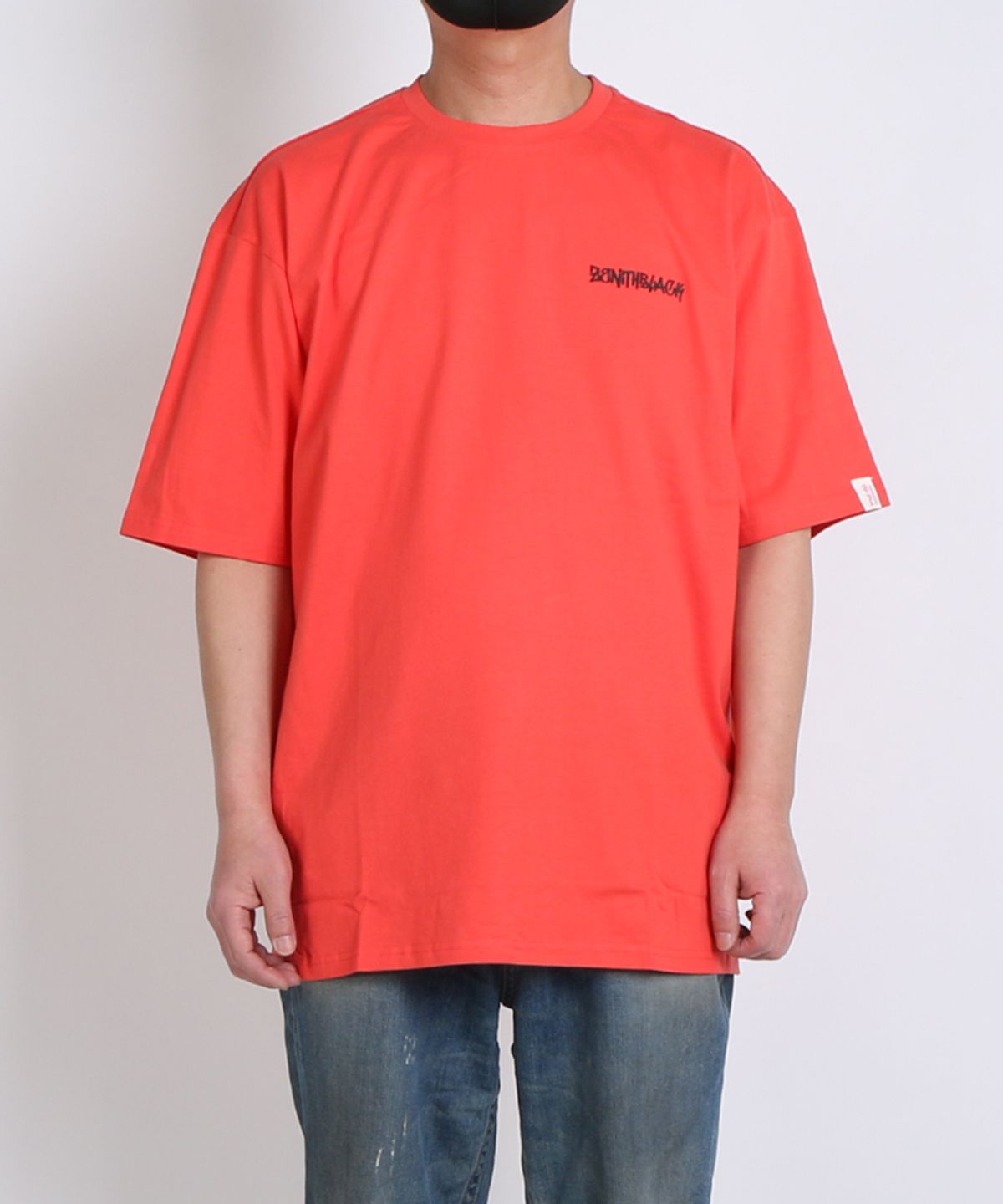 지블랙(ZBLACK) 100 오가닉 코튼 데일리 싸인 로고 반팔 티셔츠(coral)