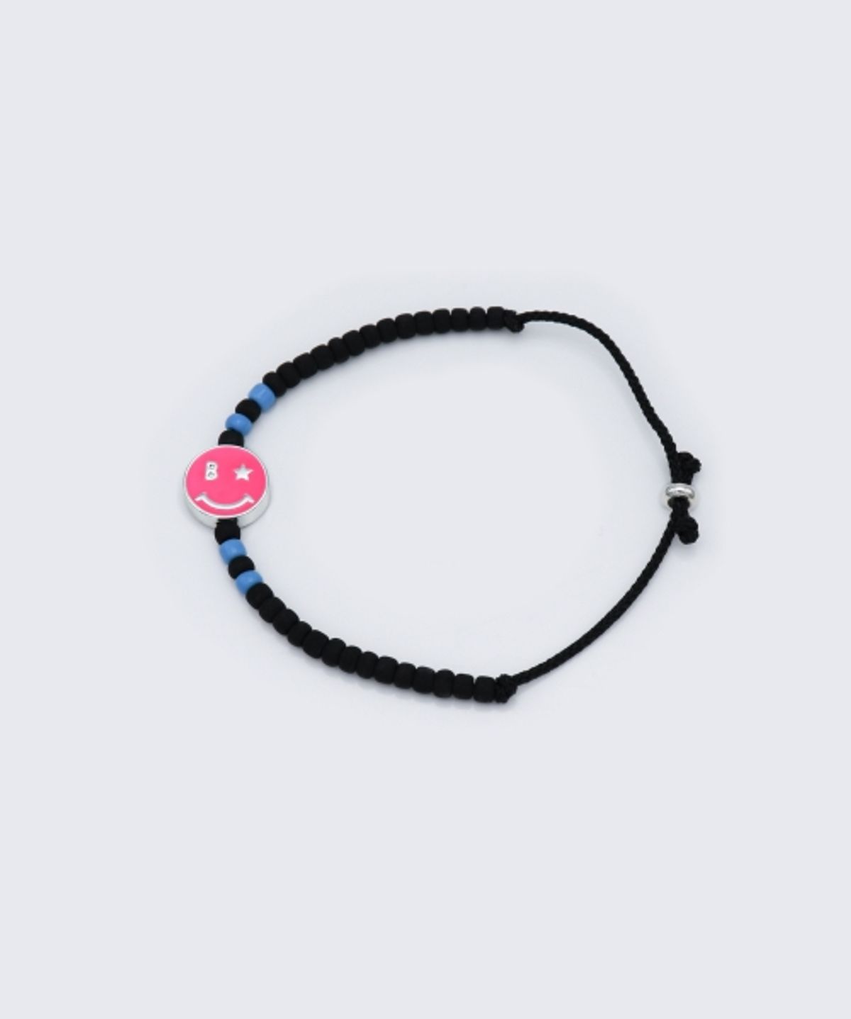 봉보(BONBEAU) Buddy smile black beads knot Bracelet 컬러 에폭시 스마일 블랙 비즈 매듭 팔찌