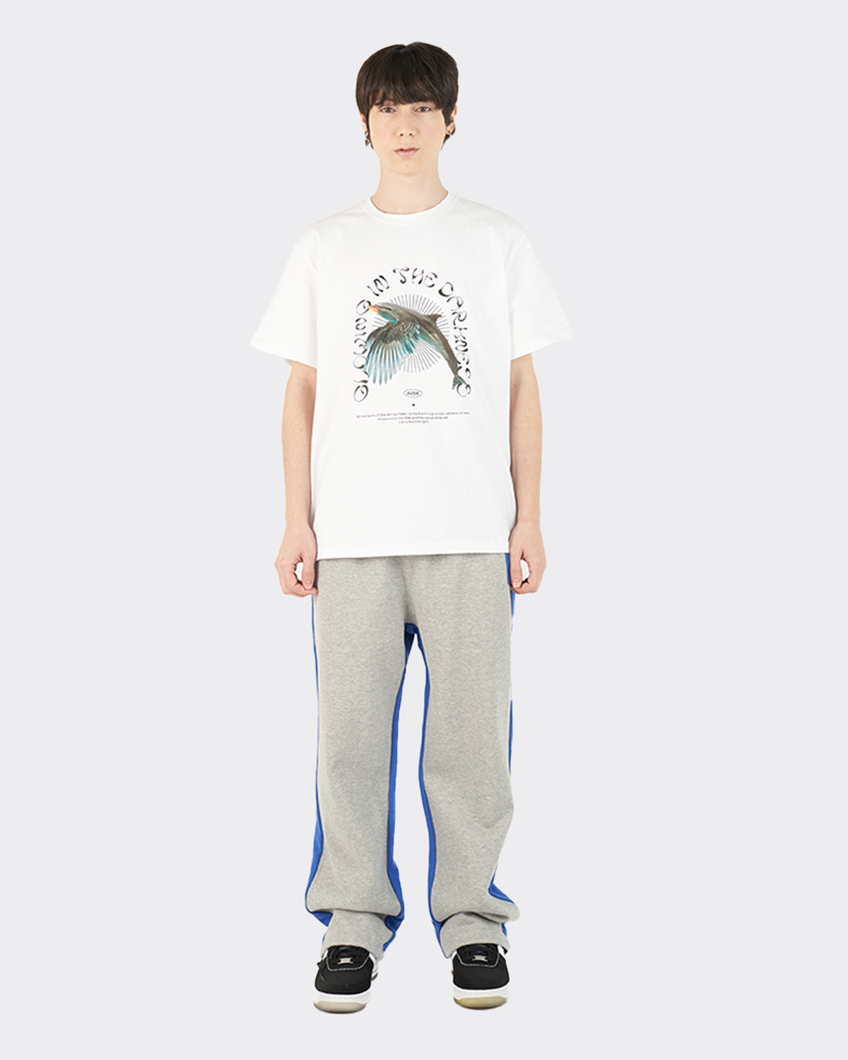 에이오엑스(AOX) Glowing Birphin Short Sleeve T-shirts (White)