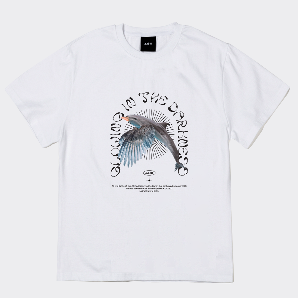 에이오엑스(AOX) Glowing Birphin Short Sleeve T-shirts (White)