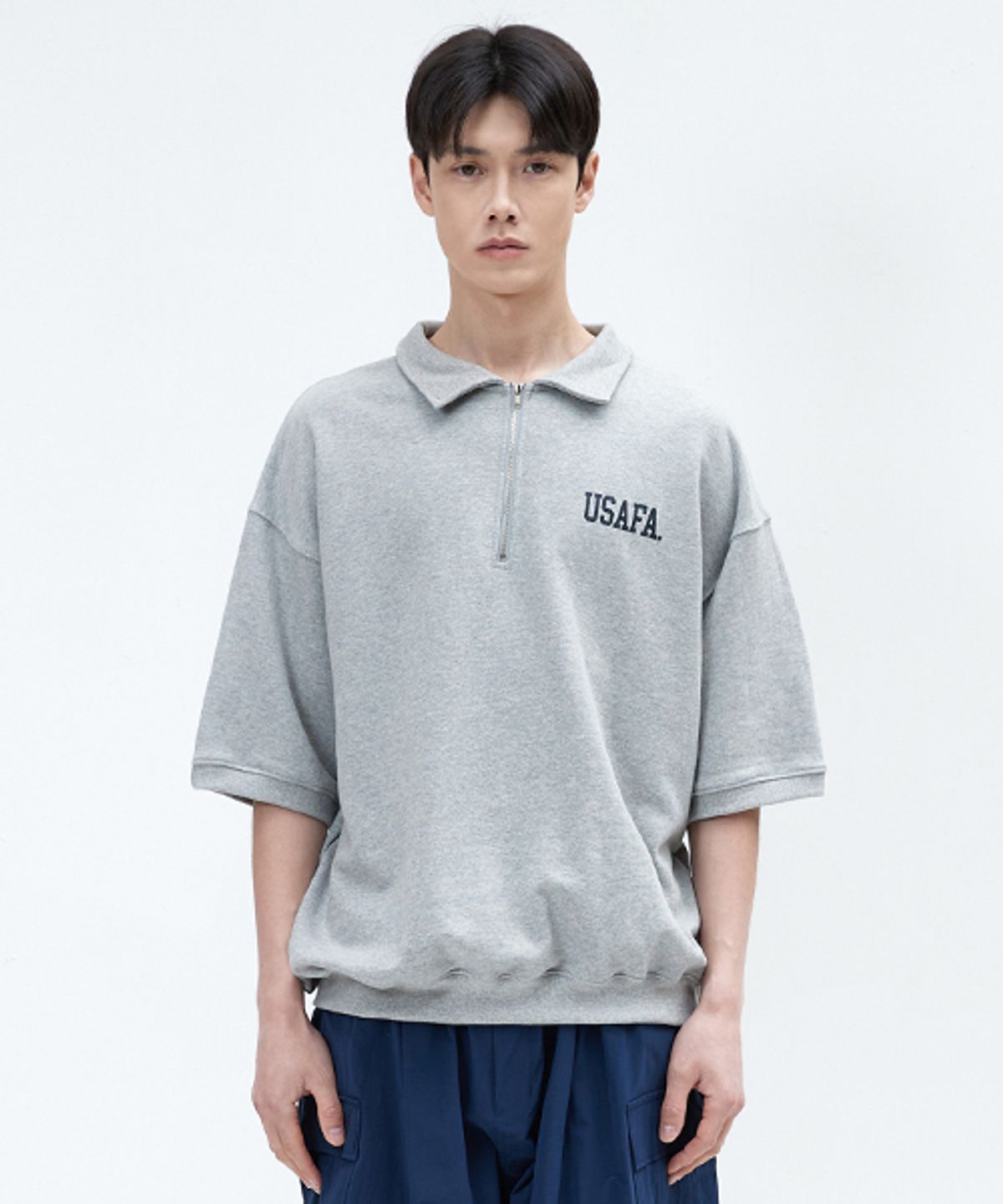 미니멀프로젝트(MINIMALPROJECT) USAFA 카라 반팔 스웨트셔츠 MZT704 [GRAY]
