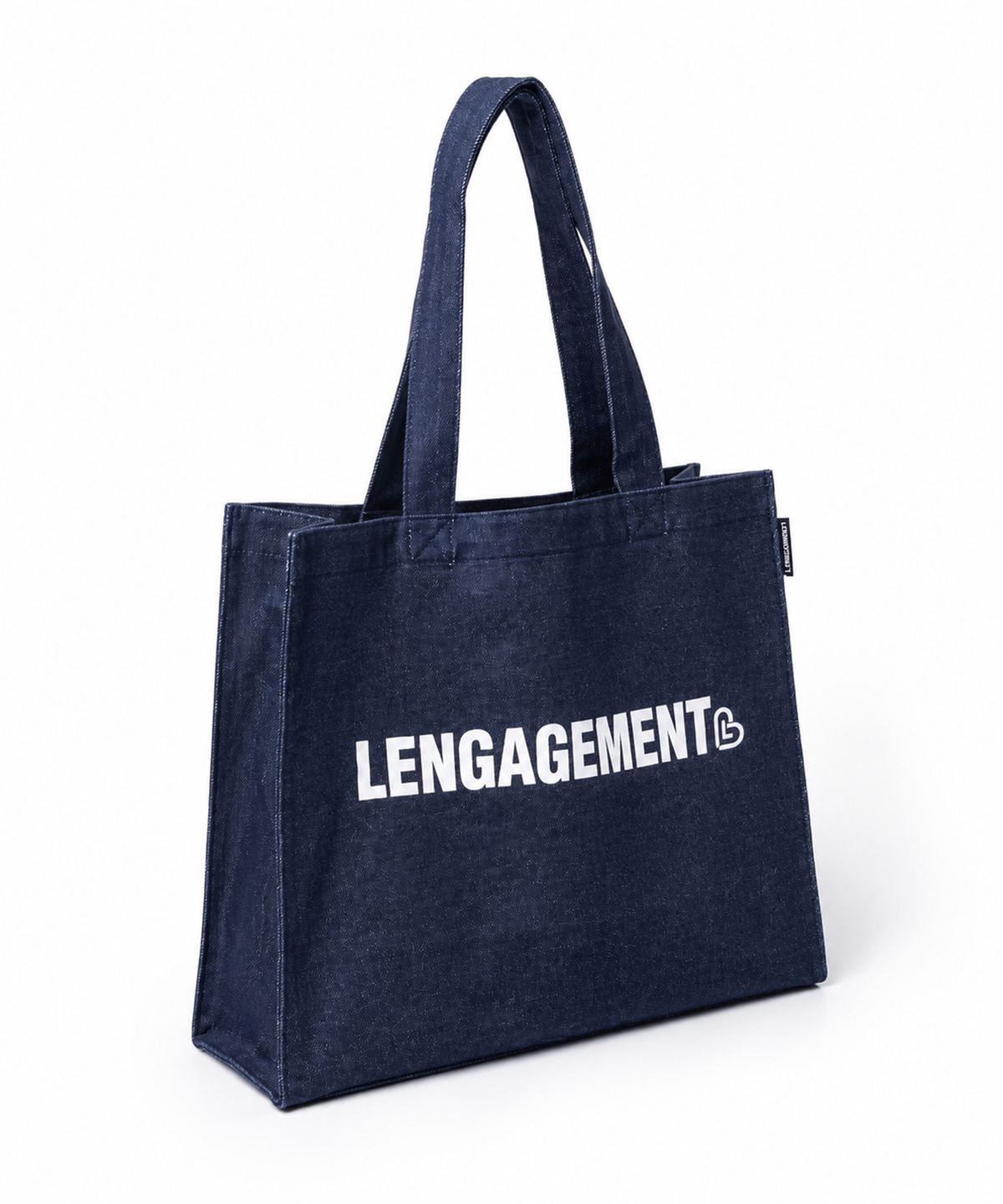 랑가주망(LENGAGEMENT) 스토리 로고 데님 쇼퍼 백 [블루]