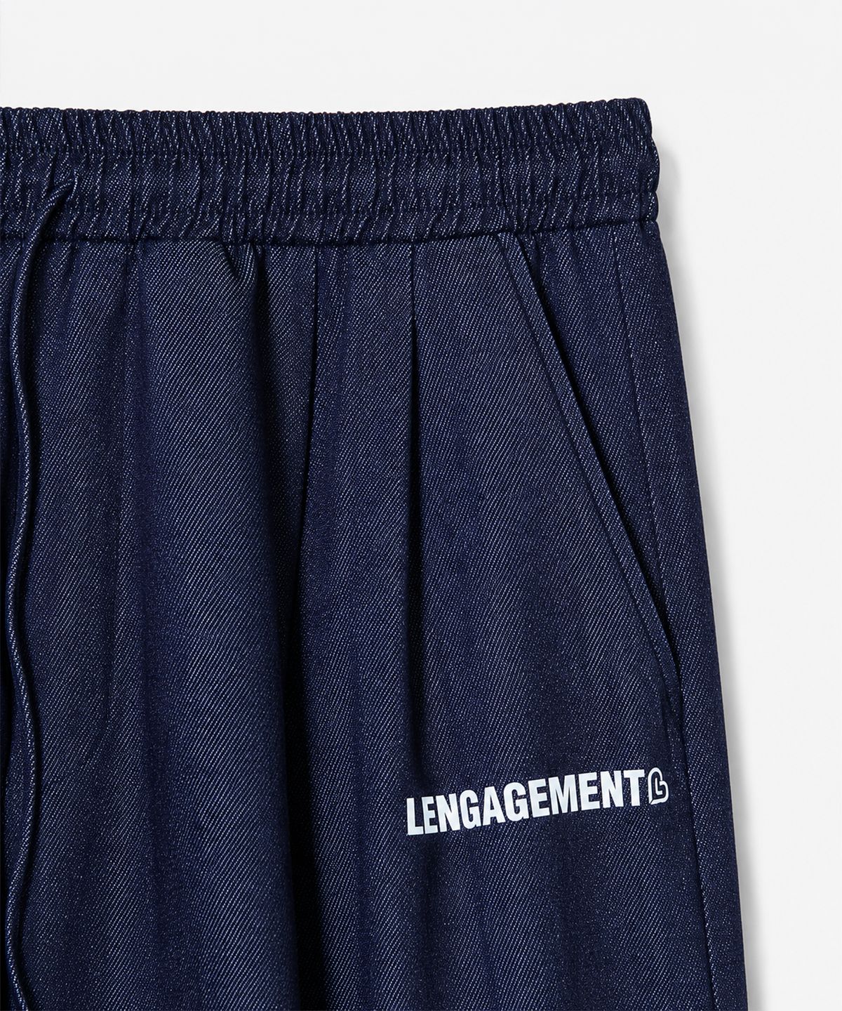 랑가주망(LENGAGEMENT) 투 턱 와이드 밴딩 데님 슬랙스 [블루]