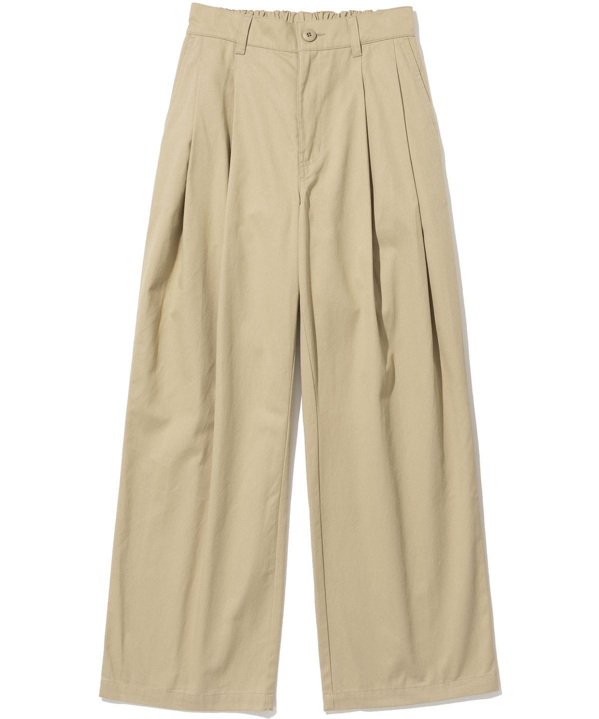 낫포너드(NOT4NERD) Two Tuck Wide Cotton Pants - Beige