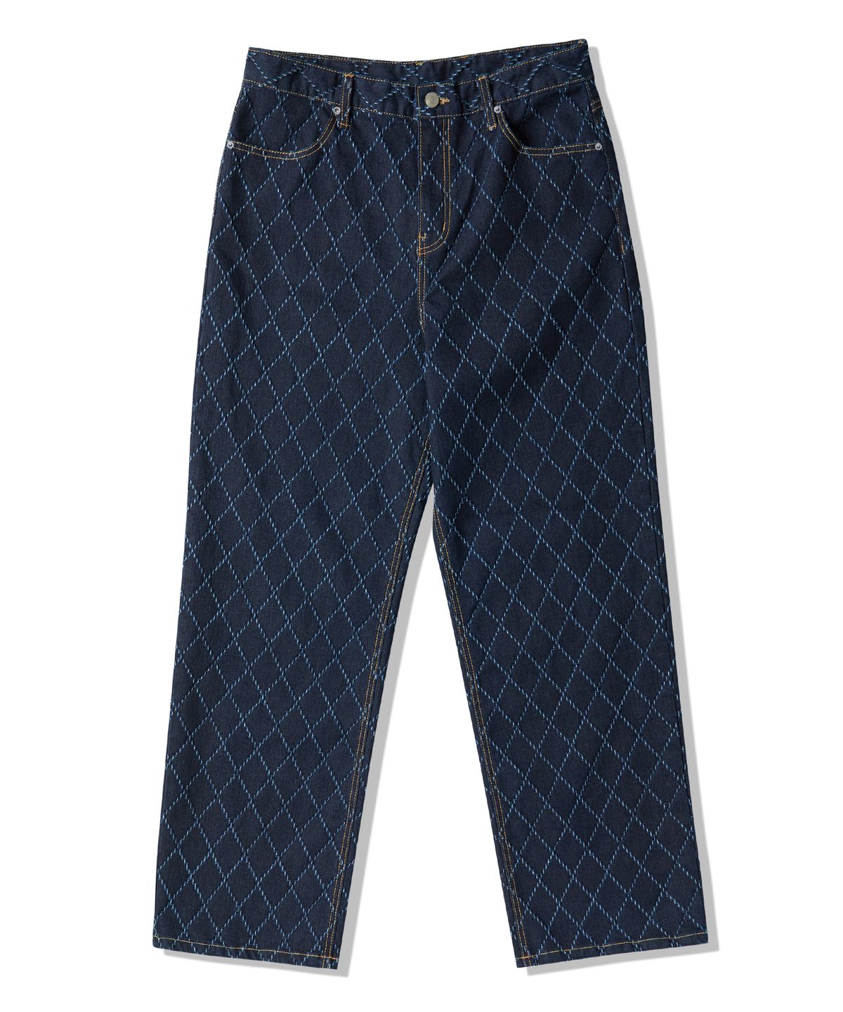 엑서사이즈(EXERCISE) E.X.R Diamond Pattern DENIM PANTS_DARK BLUE
