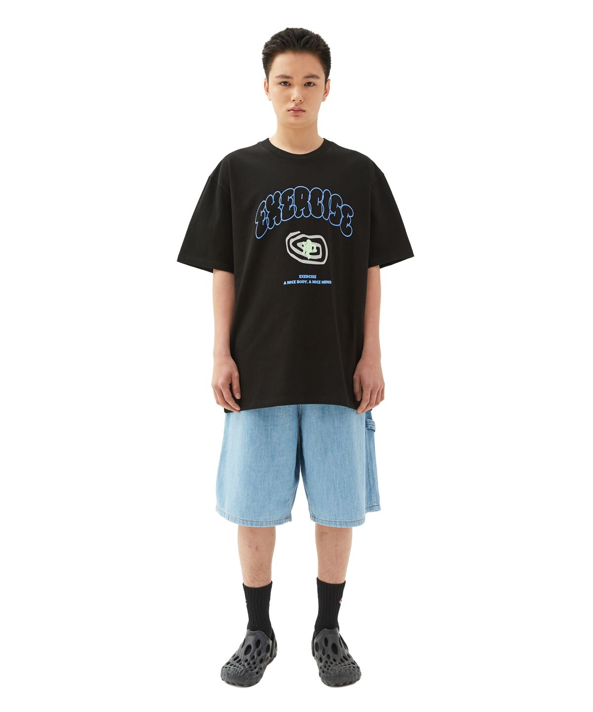 엑서사이즈(EXERCISE) E.X.R Childish Logo T-SHIRT_BLACK