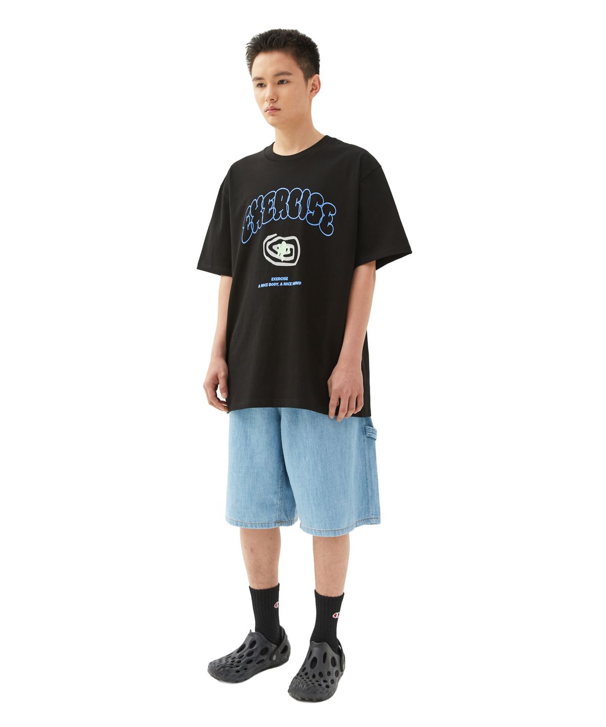 엑서사이즈(EXERCISE) E.X.R Childish Logo T-SHIRT_BLACK
