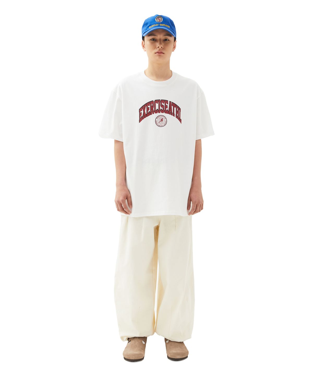 엑서사이즈(EXERCISE) E.X.R ATHL Logo Emblem T-SHIRT_WHITE