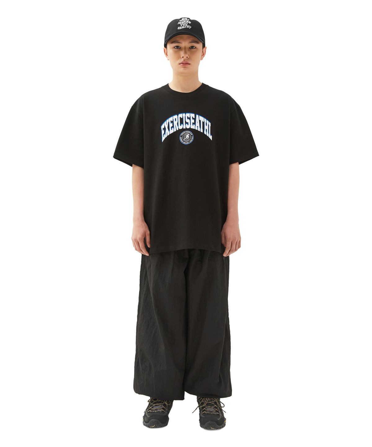 엑서사이즈(EXERCISE) E.X.R ATHL Logo Emblem T-SHIRT_BLACK
