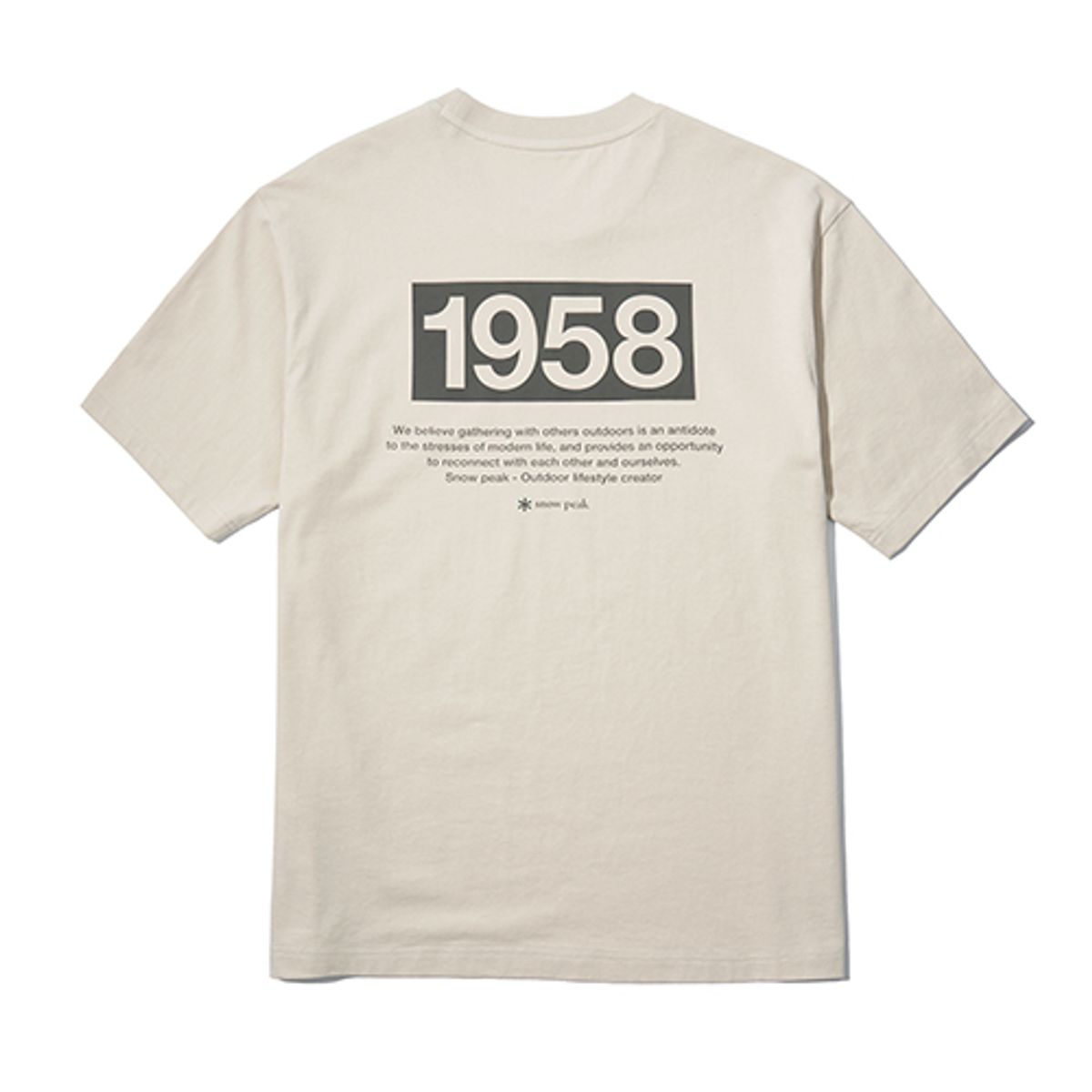스노우피크 어패럴(SNOWPEAK APPAREL) 1958 그래픽 백 티셔츠 Light Beige (S22MURTS57)